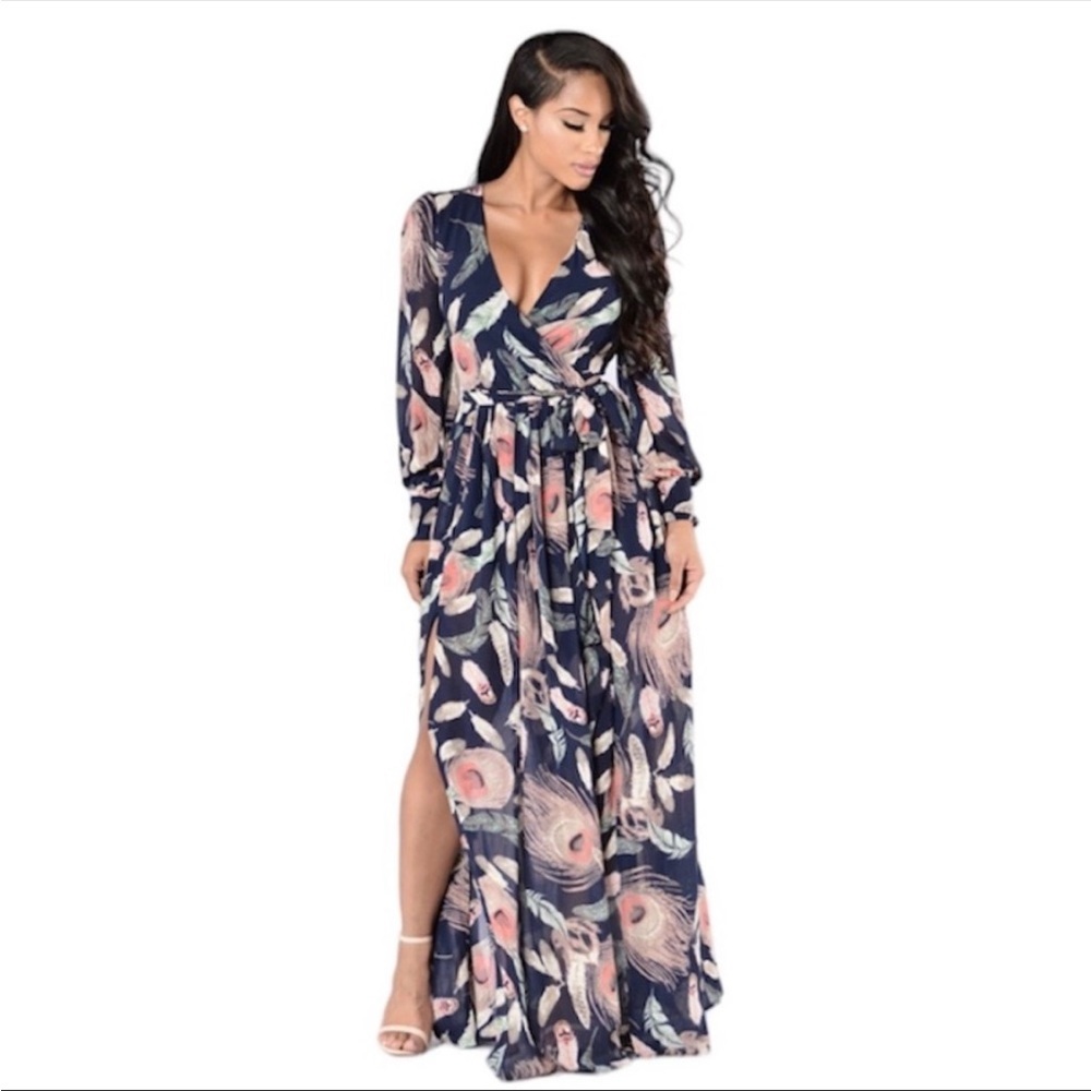 Fashion Nova Brunch Date Floral Maxi Dress
